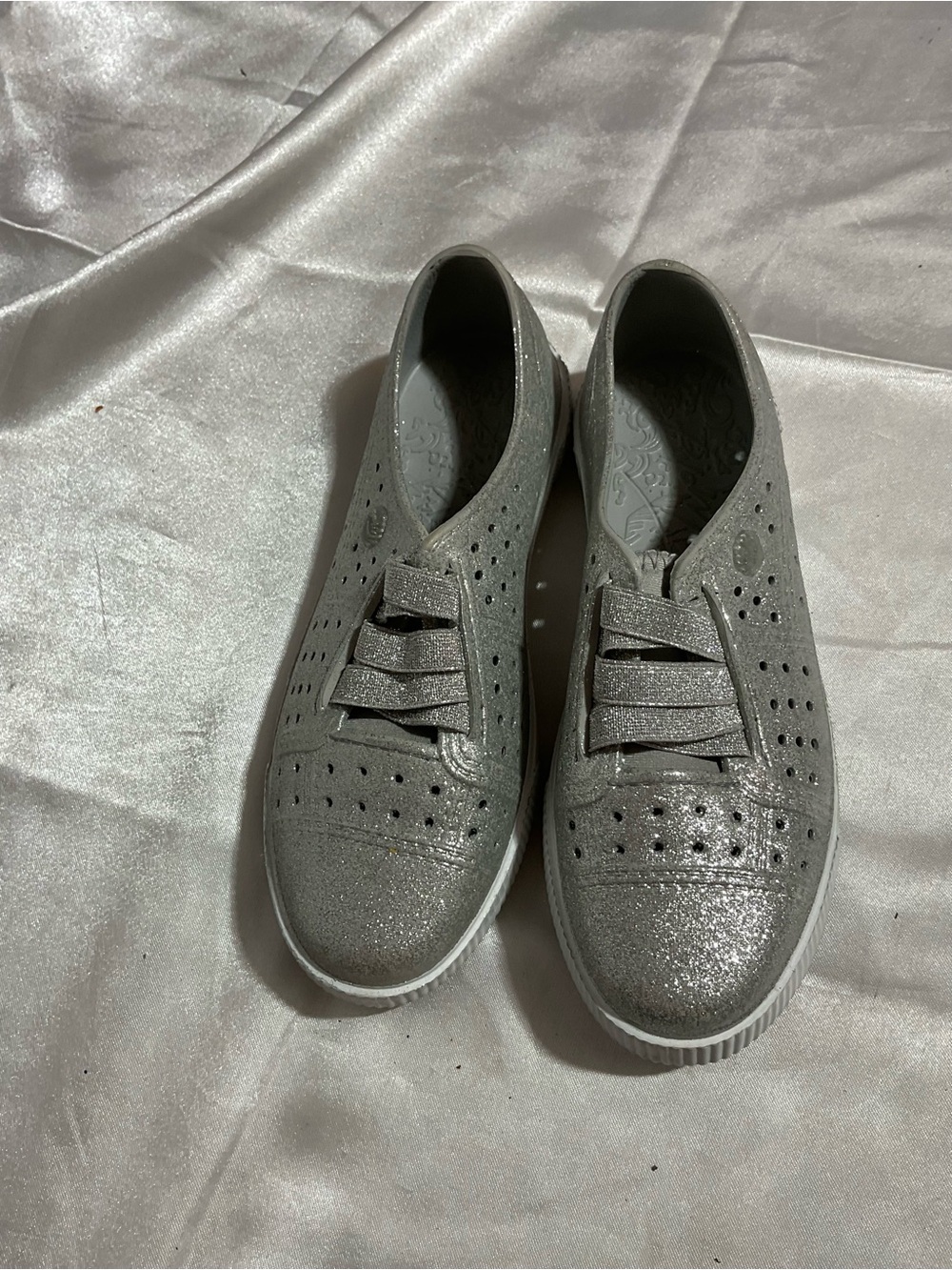 Glitter Slip-On Casual Sneakers - Silver